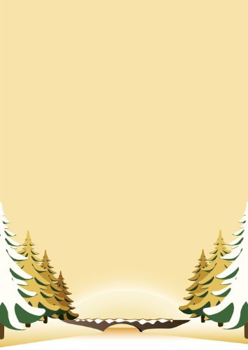 Briefpapier Motivpapier Weihnachten Winter - gelb/beige Winterlandschaft 100 Blatt DIN A4 90 g/m² 5463