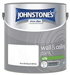 Johnstone's - Wall & Ceiling Paint - Brilliant White - Silk Finish - Emulsion Paint - Fantastic Coverage - Easy to Apply - Dry in 1-2 Hours - 12m2 Coverage per Litre - 2.5L