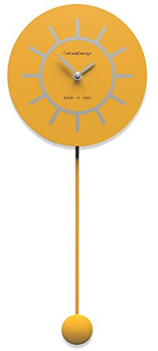 CalleaDesign Orologio a Pendolo da Parete Filippo Melone Alluminio Rotondo 20 x 50 cm Design Semplice e Moderno Meccanismo Silenzioso Made in Italy Adatto alla Cucina 9 Colori Disponibili Legno