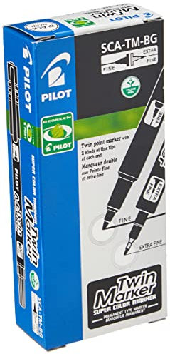 Pilot Twin Marker BeGreen Permanentmarker, 2 Spitzen, Rundspitzen/fein/mittel, 10 Stück Noire