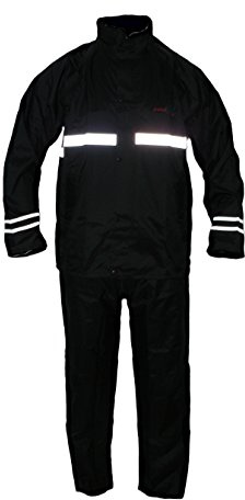 Protectwear Gabardina de Motocicleta, Traje de Lluvia,Impermeable, Set de 2, Negro, Talla M
