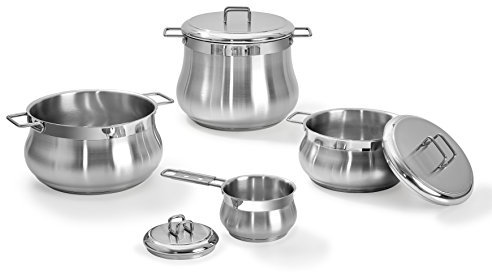 Barazzoni Tummy Batteria 7 pezzi, Acciaio inox 18/10. Made in Italy