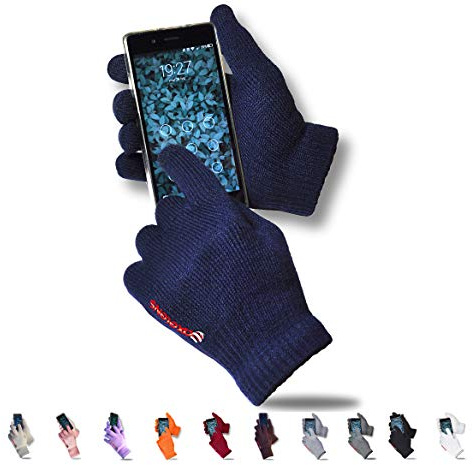 AXELENS Winterhandschuhe Damen und Herren – Touchscreen-Handschuhe aus Strick mit Fleecefutter – Kapazitive Handschuhe für Smartphone und Tablet – Einheitsgröße