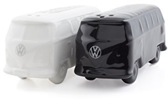 BRISA VW Collection - Volkswagen Salz- & Pfefferstreuer aus Keramik im T1 Bulli Bus Design 2-teilig (Classic Bus/Weiß & Schwarz)