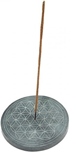 Kunsthandwerk Asien Räucherhalter aus Speckstein mit der Blume des Lebens