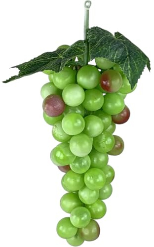 GMMH Künstliche Deko Trauben, (Grün-Mix, Rund, 25 cm) Lebensechte Weintrauben, Weinrebe, Plastikobst, Plastiktrauben, Plastikfrucht, Kunstobst, Dekoration, Hochzeitsdeko, Schaufenster, Küche, Hotel