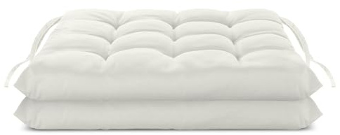 Brandsseller Juego de 2 Cojín de Asiento 40x40 cm Cojín para Silla Colchoneta para Silla con Correas de Sujeción Cojín Decorativo para Interior y Exterior Acolchado - Blanco