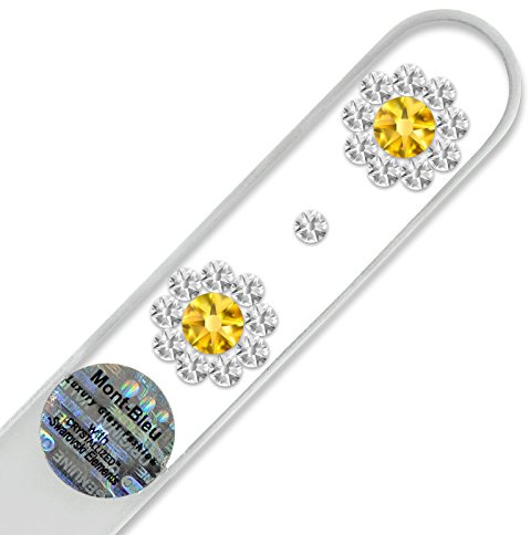 Glasnagelfeile von Hand dekoriert mit Swarovski Elements, geliefert in einer Hülle aus schwarzem Samt - Echtem gehärteten Glas aus Tschechien