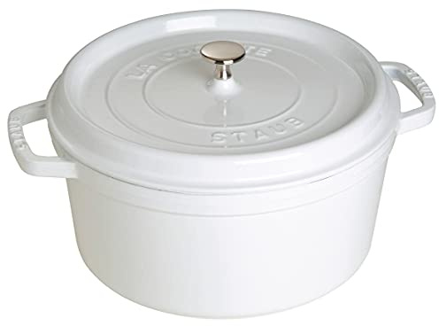 STAUB 1102802 Round Cocotte, Cast Iron Enamel, White