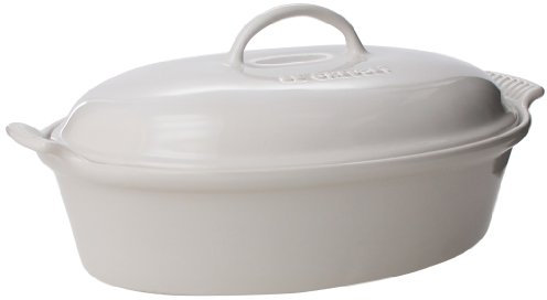 Le Creuset Stoneware Heritage - Cacerola ovalada cubierta (35,5 cm), color blanco