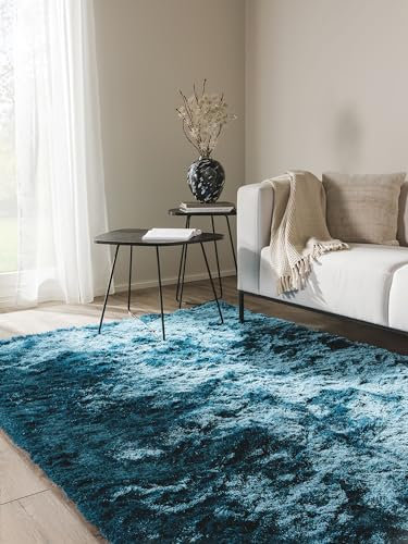 benuta Nest Hochflorteppich Whisper - Blau 240x340 cm - Kuschelig Weicher Teppich für Schlaf- und Wohnzimmer - Pflegeleicht - Fußbodenheizung Geeignet