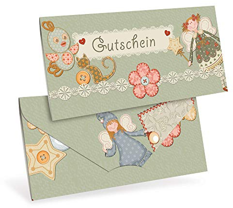 Gutscheinkarten (10 Stück) für Ihre Kunden - Geschenkgutscheine für Einzelhandel, Kinder, Spielwaren - DIN lang Faltkarte verschließbar