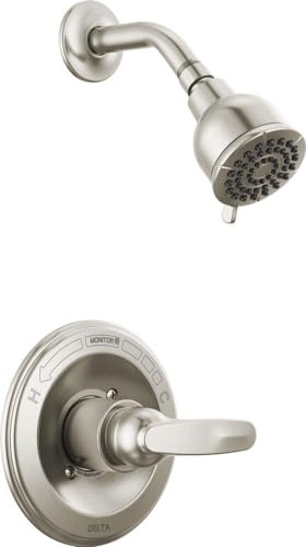 Delta Faucet Foundations 13 Series Single-Function Shower Trim Kit with Single-Spray Shower Head, Stainless BT1321-SS (Valve Not Included)