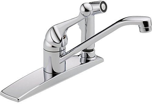 Delta Faucet 300LF-WF Classic, Single Handle Kitchen Faucet with Integral Spray, Chrome