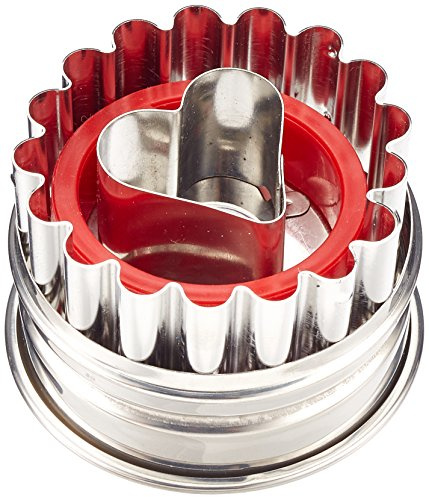 Städter 966018 Linzer- Ausstecher mit Auswerfer Herz, Edelstahl, Silber/rot, 4,8 x 4,8 x 4,8 cm | 4.8 cm