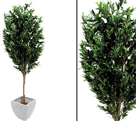 Olivträd konstgjord med oliv, tunn stam, höjd ca 200 cm - olivträd konstträd dekorträd