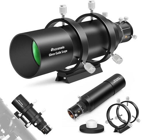Astromania Guide Scope 60 mm kompaktes Deluxe-Sucher-Führungsrohr-Set mit doppeltem spiralförmigen Fokussierer, kompatibel mit 1,25-Zoll-Okular für astronomisches Teleskop und automatische