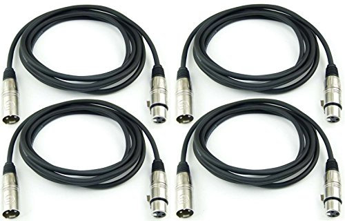 Adam Hall Cables 4 Stück K3MMF0300 Mikrofonkabel XLR female auf XLR male DMX Audio Kabel 3 pol polig (3,0 m, Schwarz, 4)