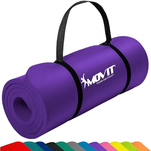 MOVIT® Gymnastikmatte – 3 Größen & 12 Farben, 10/15 mm, mit Tragegurt | Fitnessmatte extra dick aus NBR als Yogamatte für Yoga, Pilates & Gymnastik – hautfreundlich und rutschfest