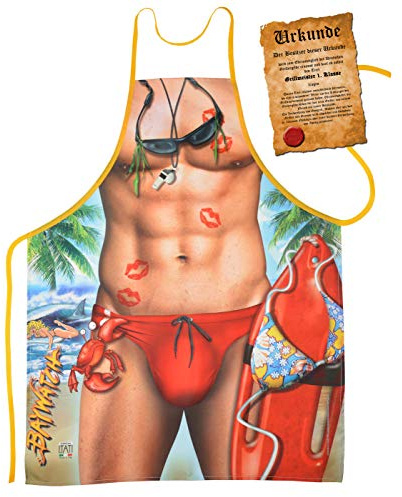Mega Sexy Küchenschürze Kochschürze Grillschürze mit Gratis Urkunde - Baywatch - Cooler Scherzartikel Fun Artikel Fun Geschenkidee
