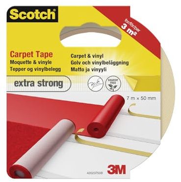 Scotch 42020750A, Cinta de Doble Cara Extra Fuerte para Moqueta, 7 m x 50 mm