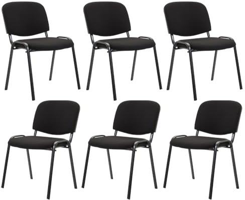 CLP 6er Set Besucherstuhl Ken Stoff I Stapelstuhl Mit Robustem Metallgestell I Polsterstuhl Mit Rückenlehne, Farbe:schwarz