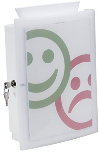 HAN Sammelbox IMAGE'IN mit transparenter abschließbarer Tür und auswechselbarem Motiv, Wahlurne, Spendenbox, Losbox, Aktionsbox - zur Wandmontage oder freistehend mit Standfüßen, 4102-12, weiß