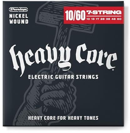 Dunlop DHCN1060 Heavy 7 String Core Guitar Strings 10-60, Standard scale, 7 corde