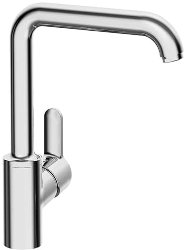 HANSA PRIMO Küchenarmatur |Auslauf hoch|schwenkbar I Hebel seitlich|Chrom | Wasserhahn Küche | Hochdruck | schwenkbar 150° (360°) |Temperatur & Durchflussbegrenzer | schnelle Montage