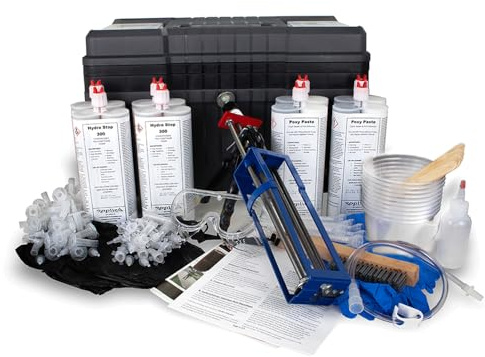 40ft Polyurethane Foundation Wall Crack Repair Kit, Concrete Crack Filler Basement Wall Injection System, Stops Water Leaks, Poxy Paste Surface Sealer, Basement Waterproofing & Foundation Leak Repair