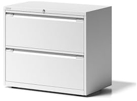 BISLEY Hängeregistraturschrank Essentials, 2 Hängeregistratur H 304 mm, Metall, 696 Verkehrsweiß, 47 x 80 x 70 cm | 2-bahnig, 2 Schubladen, verkehrsweiß