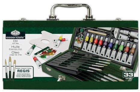 Royal & Langnickel RSET-OIL2000 - Scatola da pittura in legno con set di pennelli e colori ad olio
