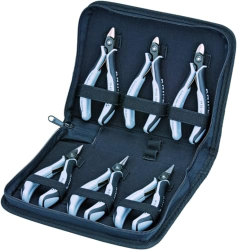 Knipex Jeu de pinces électroniques avec outils pour travaux sur composants électroniques 6 pièces 215 mm, 00 20 16 P ESD