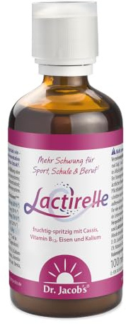 Dr. Jacob’s Lactirelle 100 ml I das gesunde Erfrischungsgetränk* I mit Eisen, Kalium, Vitamin B1 und B12 I mit rechtsdrehender Milchsäure I fruchtig-spritig mit Cassis, ohne Zucker I 20 Portionen
