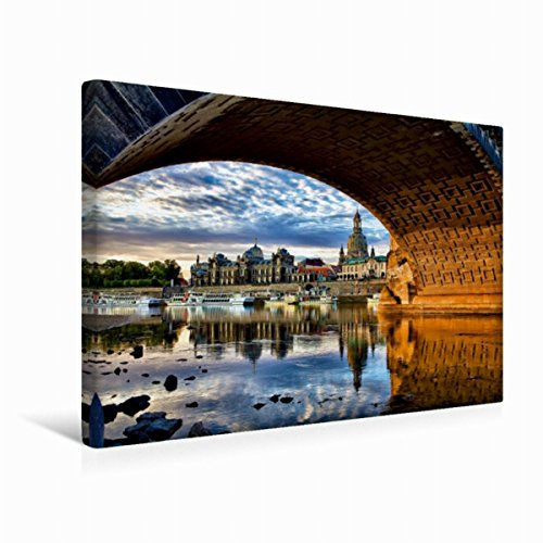 Premium Textil-Leinwand 45 x 30 cm Quer-Format Unter der Augustusbrücke | Wandbild, HD-Bild auf Keilrahmen, Fertigbild auf hochwertigem Vlies, Leinwanddruck von Dirk Meutzner