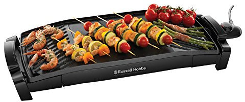 Russell Hobbs Teppan-Yaki Tischgrill, 55 x 27 cm große herausnehmbare, antihaftbeschichtete Teppanyaki Grillplatte, einstellbares Thermostat, Fettauffangschalen, 2200W, Elektrogrill MaxiCook 22940-56