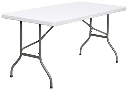 Flash Furniture Klapptisch, 1,5 m, Metall, Kunststoff: Polyethylen, Granitweiß