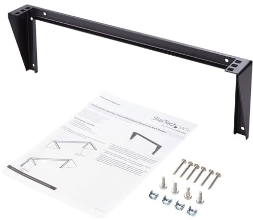 StarTech.com 1U Wall Mount Patch Panel Bracket – 19 in – Steel - Vertical Mounting Bracket for Networking and Data Equipment, TAA (RK119WALLV)