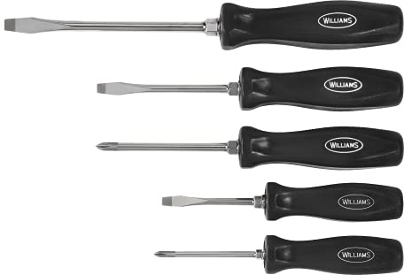 Williams 5-Piece Endurogrip Multi-Size Screwdriver Set, Keystone Slots Hex Bolster & Phillips, Comfort Grip Prevents Slippage, Extra Strength Steel Chrome Blades