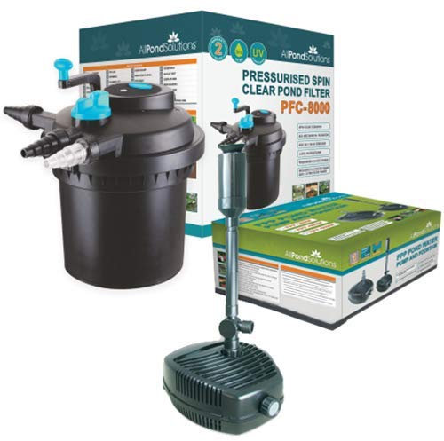 AllPondSolutions Pressurised Koi Fish Pond Filter Complete Kit with Pond Pump and UV Steriliser Light All in one - Ponds Up to 8000 litres - PFC-8000-KIT