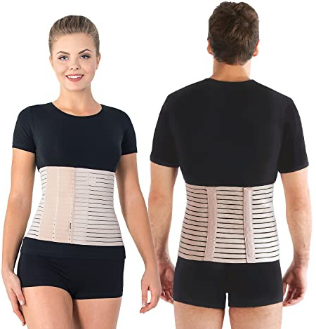 TOROS-GROUP – Rückenstützgürtel – Postpartum Belly Wrap – Atmungsaktiver Bauchgurt nach Geburt oder Operation, Unterstützung für Bauch und Rücken, Elastische Band 24 cm – M Beige