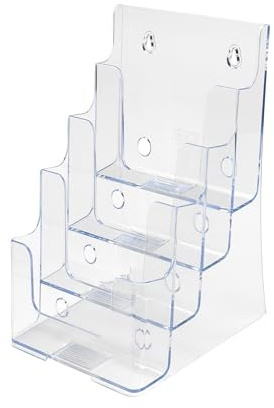 Deflecto Countertop 4 Tier A5 Portrait Multi-TierLiterature Holder - Magazine File Holder - Leaflet Holder Wall Mounting