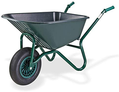 DEMA Schubkarre Mit Kunststoffwanne 85 L - Robust, Langlebig, Kippsicher - 130x68x70 cm für Garten, Baustelle, Heimwerker