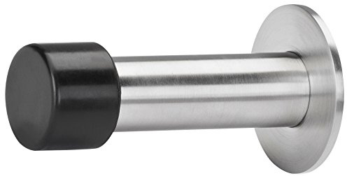 Gedotec Türpuffer Edelstahl Wand-Türstopper Gummi-Puffer rund für Türgriffe & Zimmertür - FOKUS | Türanschlag-Puffer mit Tiefe: 90 mm | Gummi 22 mm | 1 Stück - Stopper silber mit Befestigungsmaterial
