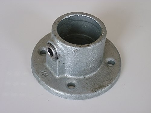 B&T Metall Rohrverbinder Fußplatte T131, Ø 42,4 mm, (1 1/4) | Temperguss thermisch vollbadverzinkt inkl. Stellschrauben