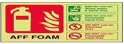 V Safety Glow In The Dark Aff Foam Id Fire Extinguisher Sign - 150mm x 100mm - Rigid Plastic