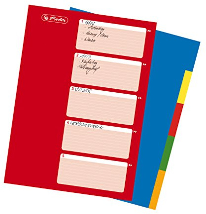 Herlitz Ringbuchregister A4, 5-teilig mit Indexblatt PP-Folie, Eurolochung