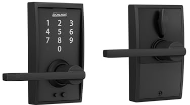 Schlage Touch Century Electronic Lock with Lever Handle, Touchscreen Keypad, Keyless Front Door Entry, Matte Black, FE695 CEN 622 LAT