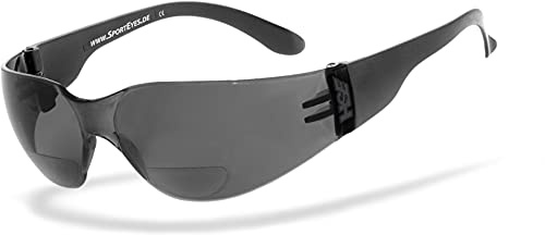 HSE® SportEyes® | BIFOKAL Brille: +1,50 DIOPTRIEN | Sportbrille mit Lesehilfe | UV400, HLT® Sicherheitsglas DIN EN 166 | Sportbrille, Fahrradbrille, Bikerbrille mit Nahsichtkorrektur | Sprinter 2.3