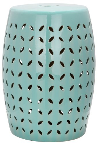 Safavieh Lattice Petal Ceramic Decorative Garden Stool, Robin's Egg Blue